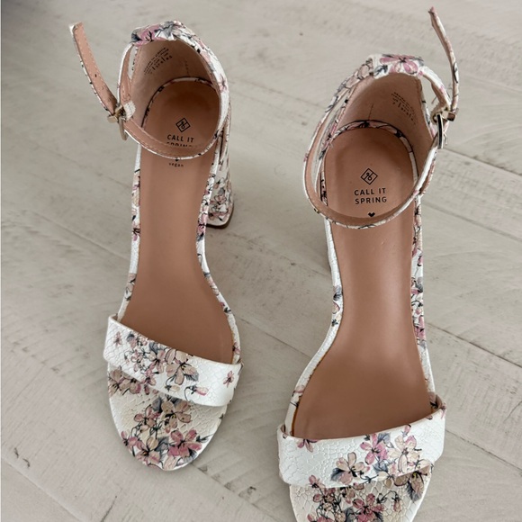 Call It Spring Shoes - Call It Spring Floral Heels - White and Pink